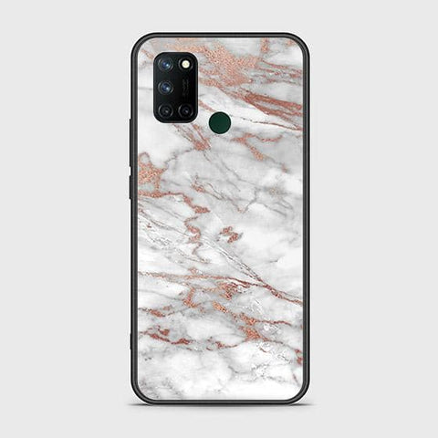 Realme C17 Cover - White Marble Series 2 - HQ Ultra Shine Premium Infinity Glass Soft Silicon Borders Case