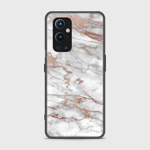 Oneplus 9 Pro Cover - White Marble Series 2 - HQ Ultra Shine Premium Infinity Glass Soft Silicon Borders Case