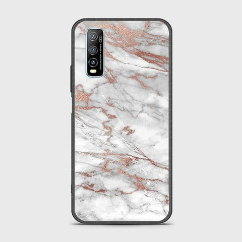 Vivo Y70s Cover - White Marble Series 2 - HQ Ultra Shine Premium Infinity Glass Soft Silicon Borders Case