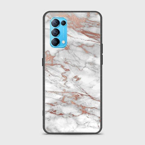 Oppo Find X3 Lite Cover - White Marble Series 2 - HQ Ultra Shine Premium Infinity Glass Soft Silicon Borders Case