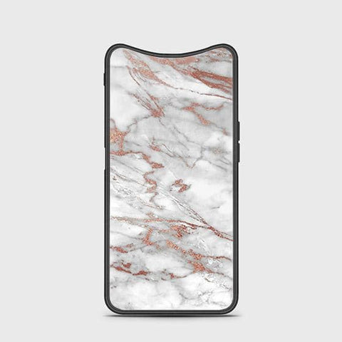 Oppo Find X Cover - White Marble Series 2 - HQ Ultra Shine Premium Infinity Glass Soft Silicon Borders Case