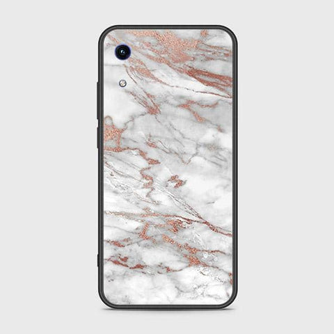 Huawei Honor 8A Cover - White Marble Series 2 - HQ Ultra Shine Premium Infinity Glass Soft Silicon Borders Case