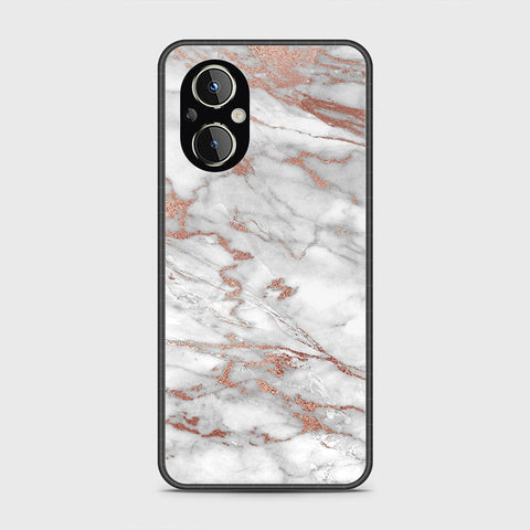 Oppo A96 5G Cover- White Marble Series 2 - HQ Ultra Shine Premium Infinity Glass Soft Silicon Borders Case