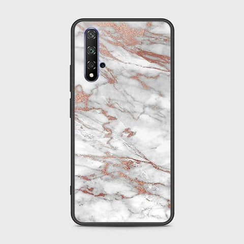 Honor 20 Cover - White Marble Series 2 - HQ Ultra Shine Premium Infinity Glass Soft Silicon Borders Case