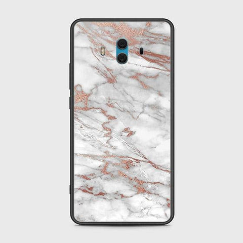 Huawei Mate 10 Cover - White Marble Series 2 - HQ Ultra Shine Premium Infinity Glass Soft Silicon Borders Case