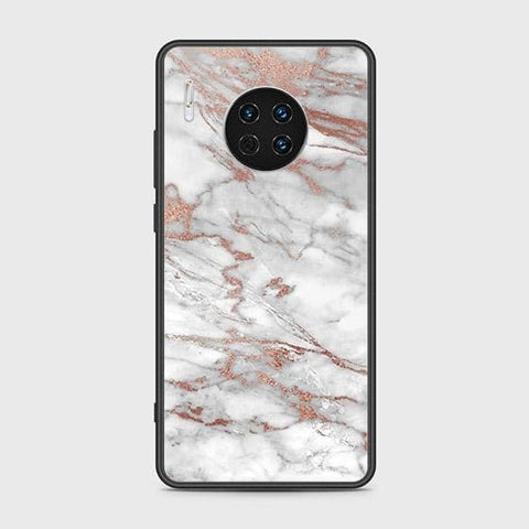 Huawei Mate 30 Cover - White Marble Series 2 - HQ Ultra Shine Premium Infinity Glass Soft Silicon Borders Case