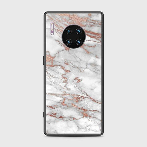 Huawei Mate 30 Pro Cover - White Marble Series 2 - HQ Ultra Shine Premium Infinity Glass Soft Silicon Borders Case