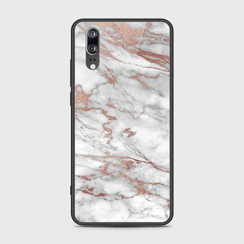 Huawei P20 Cover - White Marble Series 2 - HQ Ultra Shine Premium Infinity Glass Soft Silicon Borders Case