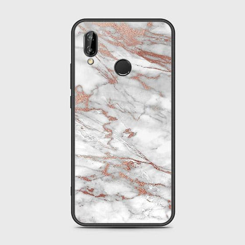 Huawei P20 Lite 2019 Cover - White Marble Series 2 - HQ Ultra Shine Premium Infinity Glass Soft Silicon Borders Case