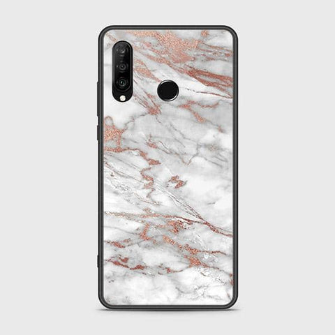 Huawei P30 lite Cover - White Marble Series 2 - HQ Ultra Shine Premium Infinity Glass Soft Silicon Borders Case