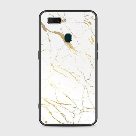 Oppo A7 Cover - White Marble Series 2 - HQ Ultra Shine Premium Infinity Glass Soft Silicon Borders Case