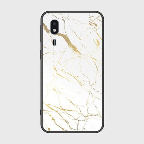 Samsung Galaxy A2 Core Cover - White Marble Series 2 - HQ Ultra Shine Premium Infinity Glass Soft Silicon Borders Case