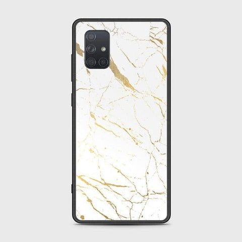 Samsung Galaxy A71 Cover - White Marble Series 2 - HQ Ultra Shine Premium Infinity Glass Soft Silicon Borders Case