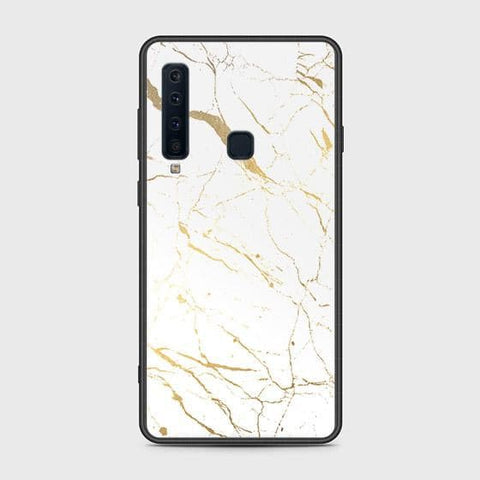 Samsung Galaxy A9 2018 Cover - White Marble Series 2 - HQ Ultra Shine Premium Infinity Glass Soft Silicon Borders Case