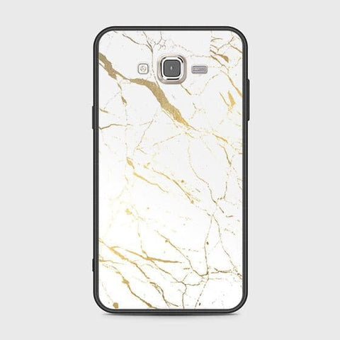 Samsung Galaxy J7 2015 Cover - White Marble Series 2 - HQ Ultra Shine Premium Infinity Glass Soft Silicon Borders Case