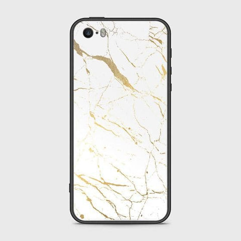 iPhone SE Cover - White Marble Series 2 - HQ Ultra Shine Premium Infinity Glass Soft Silicon Borders Case