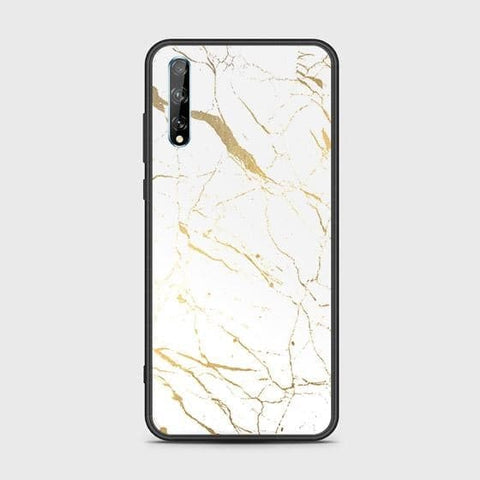 Huawei Y8p Cover - White Marble Series 2 - HQ Ultra Shine Premium Infinity Glass Soft Silicon Borders Case