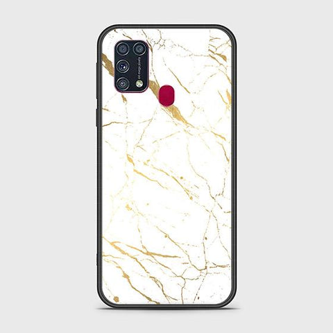 Samsung Galaxy M31 Cover - White Marble Series 2 - HQ Ultra Shine Premium Infinity Glass Soft Silicon Borders Case