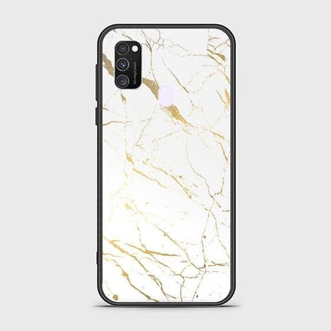 Samsung Galaxy M30s Cover - White Marble Series 2 - HQ Ultra Shine Premium Infinity Glass Soft Silicon Borders Case