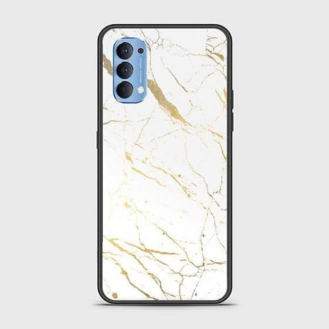 Oppo Reno 4 Cover - White Marble Series 2 - HQ Ultra Shine Premium Infinity Glass Soft Silicon Borders Case