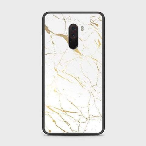 Xiaomi Pocophone F1 Cover - White Marble Series 2 - HQ Ultra Shine Premium Infinity Glass Soft Silicon Borders Case