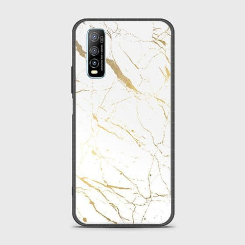 Vivo Y70s Cover - White Marble Series 2 - HQ Ultra Shine Premium Infinity Glass Soft Silicon Borders Case