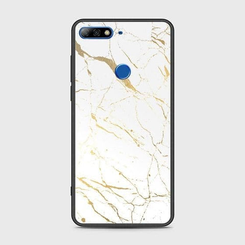 Honor 7C Cover - White Marble Series 2 - HQ Ultra Shine Premium Infinity Glass Soft Silicon Borders Case