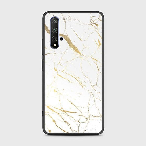 Honor 20 Cover - White Marble Series 2 - HQ Ultra Shine Premium Infinity Glass Soft Silicon Borders Case