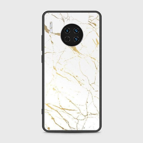 Huawei Mate 30 Cover - White Marble Series 2 - HQ Ultra Shine Premium Infinity Glass Soft Silicon Borders Case