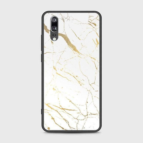 Huawei P20 Cover - White Marble Series 2 - HQ Ultra Shine Premium Infinity Glass Soft Silicon Borders Case