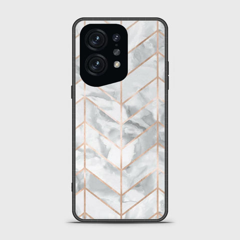 Oppo Find X5 Cover - White Marble Series 2 - HQ Ultra Shine Premium Infinity Glass Soft Silicon Borders Case