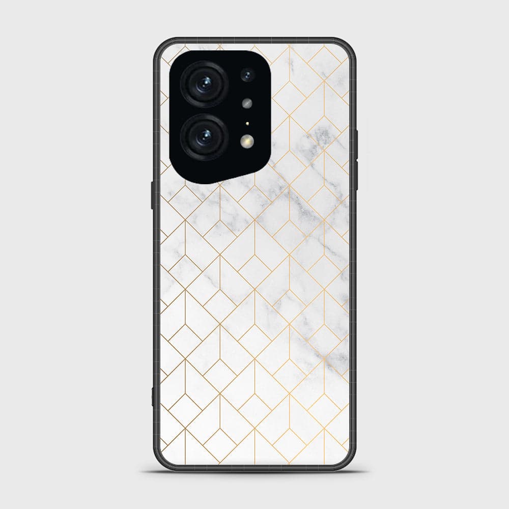 Oppo Find X5 Pro Cover - White Marble Series 2 - HQ Ultra Shine Premium Infinity Glass Soft Silicon Borders Case