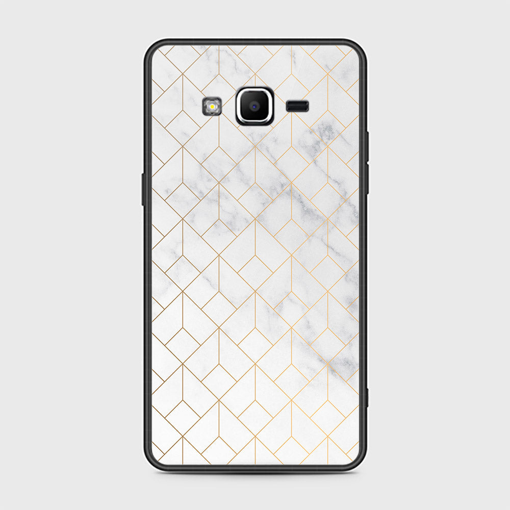 Samsung Galaxy Grand Prime Cover- White Marble Series 2 - HQ Ultra Shine Premium Infinity Glass Soft Silicon Borders Case