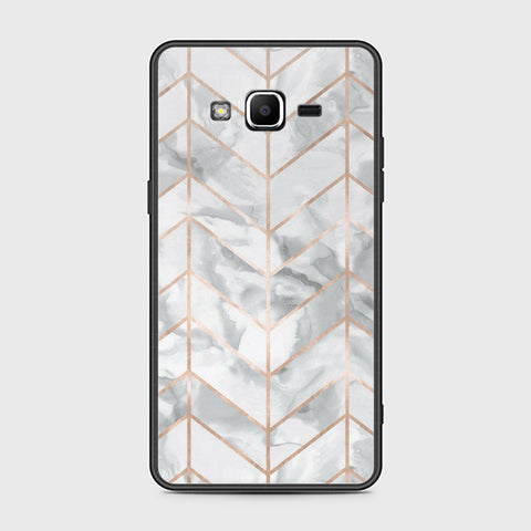 Samsung Galaxy Grand Prime Cover- White Marble Series 2 - HQ Ultra Shine Premium Infinity Glass Soft Silicon Borders Case