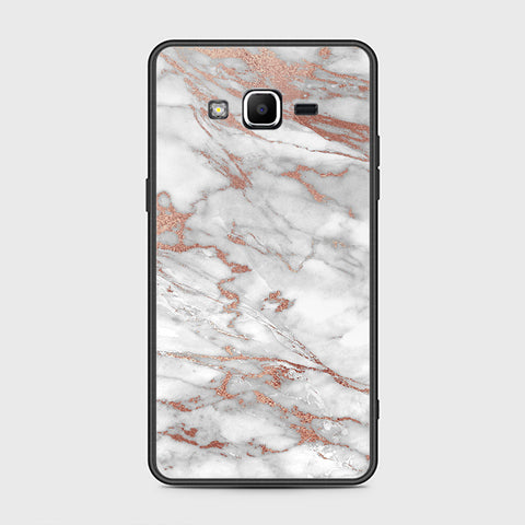 Samsung Galaxy Grand Prime Cover- White Marble Series 2 - HQ Ultra Shine Premium Infinity Glass Soft Silicon Borders Case