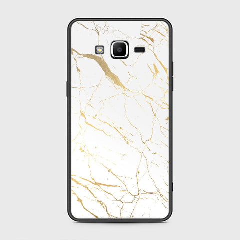 Samsung Galaxy Grand Prime Cover- White Marble Series 2 - HQ Ultra Shine Premium Infinity Glass Soft Silicon Borders Case