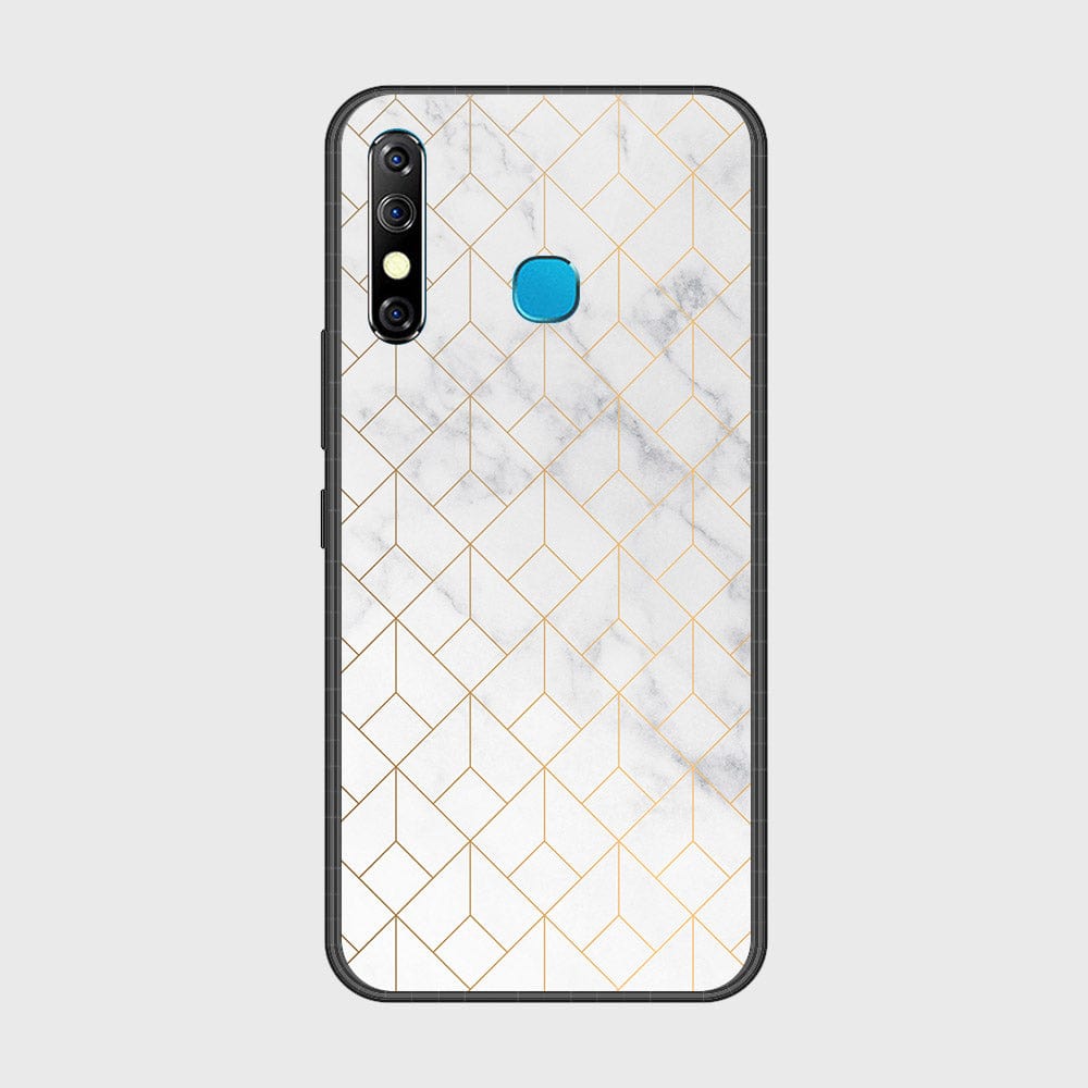 Infinix Hot 8 Cover- White Marble Series 2 - HQ Ultra Shine Premium Infinity Glass Soft Silicon Borders Case