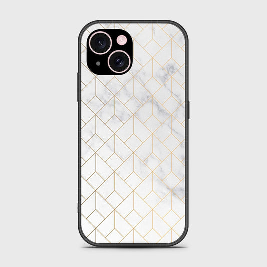 iPhone 15 Plus Cover- White Marble Series 2 - HQ Ultra Shine Premium Infinity Glass Soft Silicon Borders Case