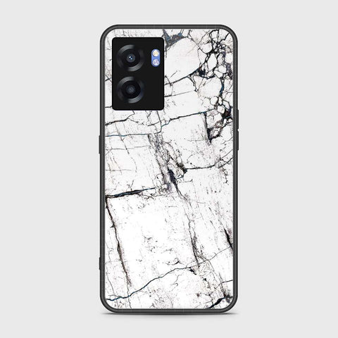 Oppo A57 5G Cover- White Marble Series 2 - HQ Ultra Shine Premium Infinity Glass Soft Silicon Borders Case