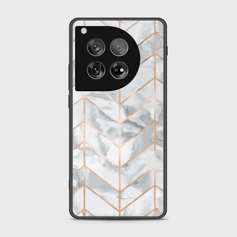 OnePlus 12 Cover- White Marble Series 2 - HQ Ultra Shine Premium Infinity Glass Soft Silicon Borders Case