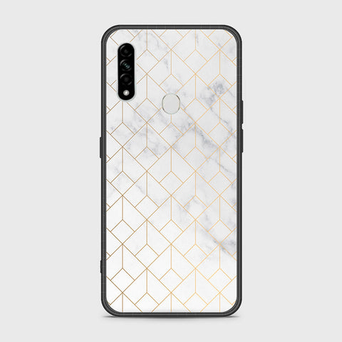 Oppo A8 Cover- White Marble Series 2 - HQ Ultra Shine Premium Infinity Glass Soft Silicon Borders Case