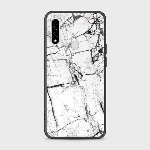 Oppo A8 Cover- White Marble Series 2 - HQ Ultra Shine Premium Infinity Glass Soft Silicon Borders Case