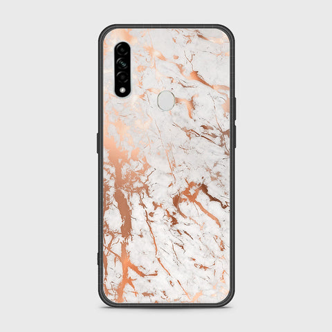 Oppo A8 Cover- White Marble Series 2 - HQ Ultra Shine Premium Infinity Glass Soft Silicon Borders Case