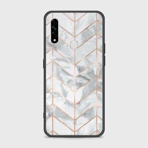 Oppo A8 Cover- White Marble Series 2 - HQ Ultra Shine Premium Infinity Glass Soft Silicon Borders Case