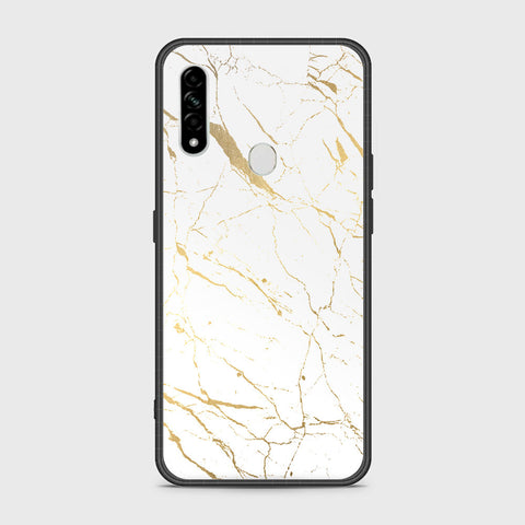 Oppo A8 Cover- White Marble Series 2 - HQ Ultra Shine Premium Infinity Glass Soft Silicon Borders Case