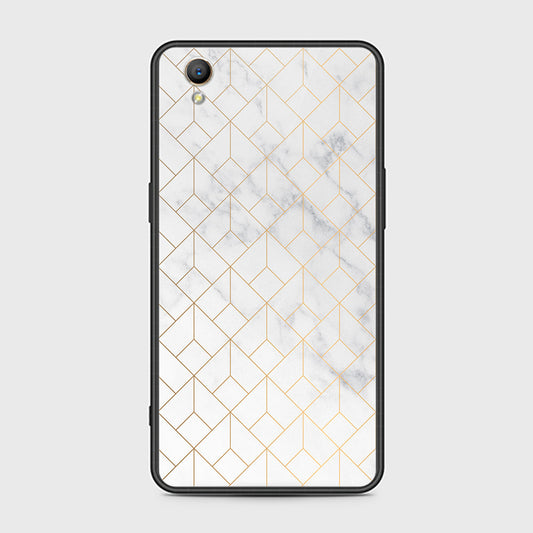 Oppo A37 Cover- White Marble Series 2 - HQ Ultra Shine Premium Infinity Glass Soft Silicon Borders Case