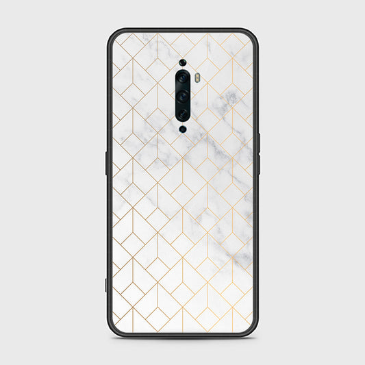 Oppo Reno 2F Cover- White Marble Series 2 - HQ Ultra Shine Premium Infinity Glass Soft Silicon Borders Case