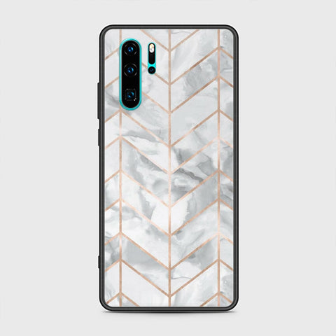 Huawei P30 Pro Cover - White Marble Series 2 - HQ Ultra Shine Premium Infinity Glass Soft Silicon Borders Case