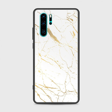 Huawei P30 Pro Cover - White Marble Series 2 - HQ Ultra Shine Premium Infinity Glass Soft Silicon Borders Case