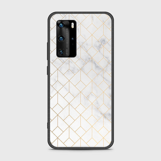 Huawei P40 Pro Cover- White Marble Series 2 - HQ Ultra Shine Premium Infinity Glass Soft Silicon Borders Case